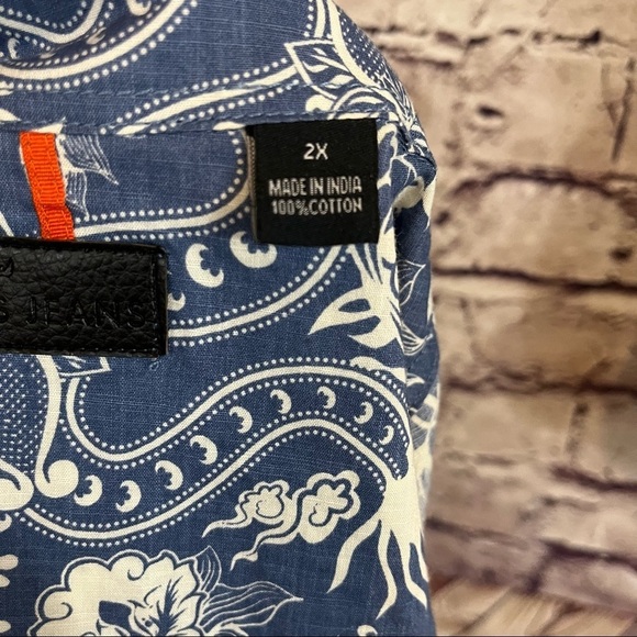 Steve’s Jeans Blue Floral Button Short Sleeve Shirt - Picture 9 of 12